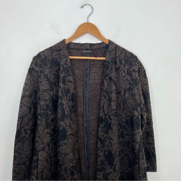 Stella Carakasi Brown Wool Blend Black Lace Wrap Asymmetrical Coat Size Small - Picture 8 of 15